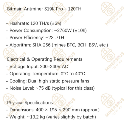 Antminer S19K Pro 120Th/s@2760w