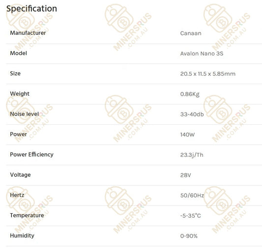 Canaan Avalon Nano 3S 6Th/s@140w Bitcoin Miner New with PSU